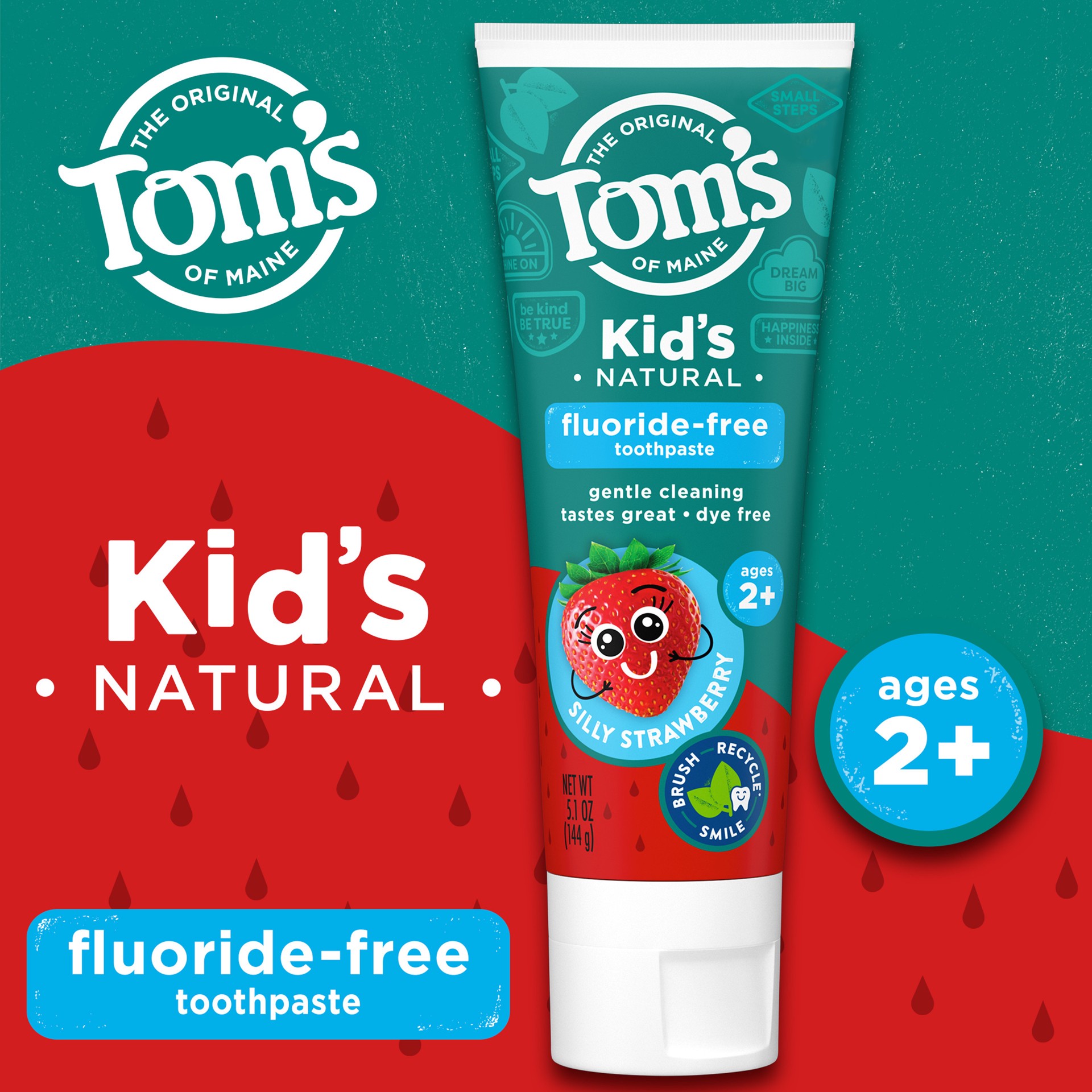 slide 3 of 10, Tom's of Maine Silly Children's Fluoride-Free Toothpaste - Strawberry - 5.1oz, 5.1 oz