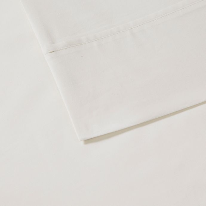 slide 3 of 3, Madison Park 200-Thread-Count Peached Percale Cotton Queen Sheet Set - Ivory, 1 ct