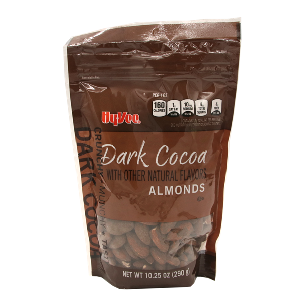 slide 1 of 1, Hy-Vee Dark Cocoa Almonds - 10.25 oz, 10.25 oz