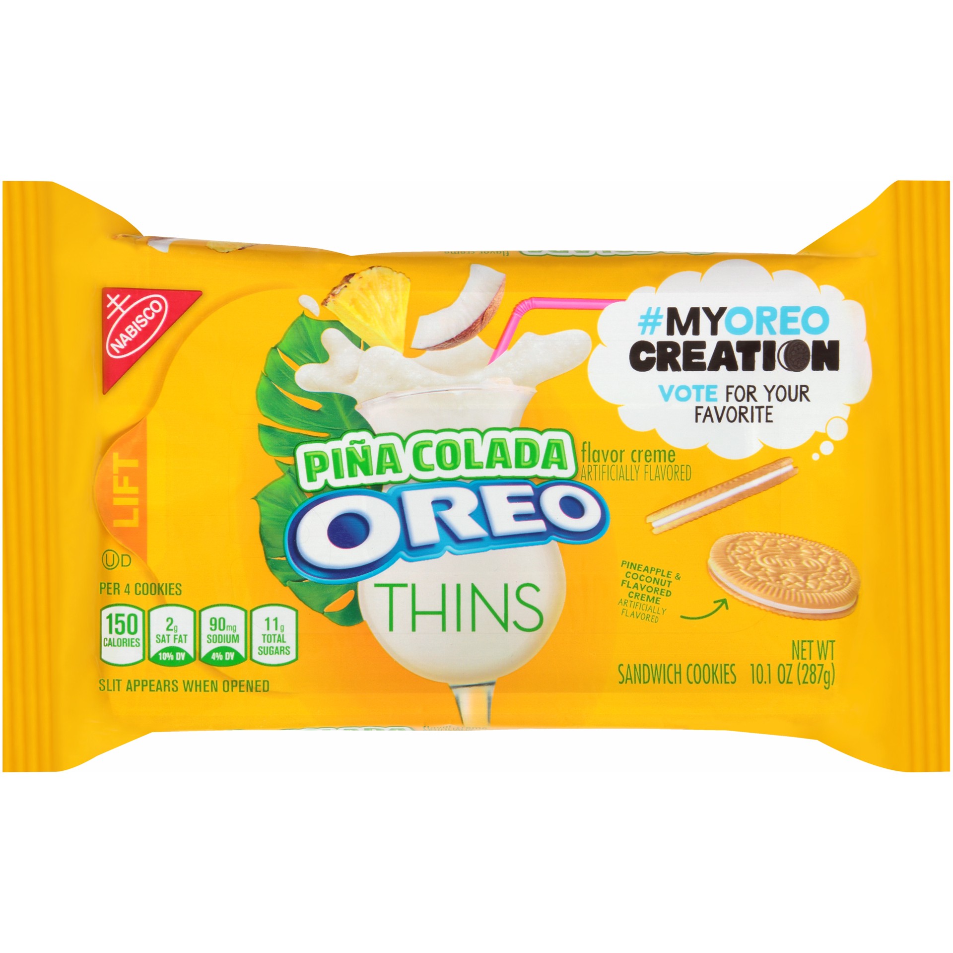 slide 1 of 6, Oreo Thins Pina Colada Sandwich Cookies, 1 package (10.1 oz), 10.1 oz