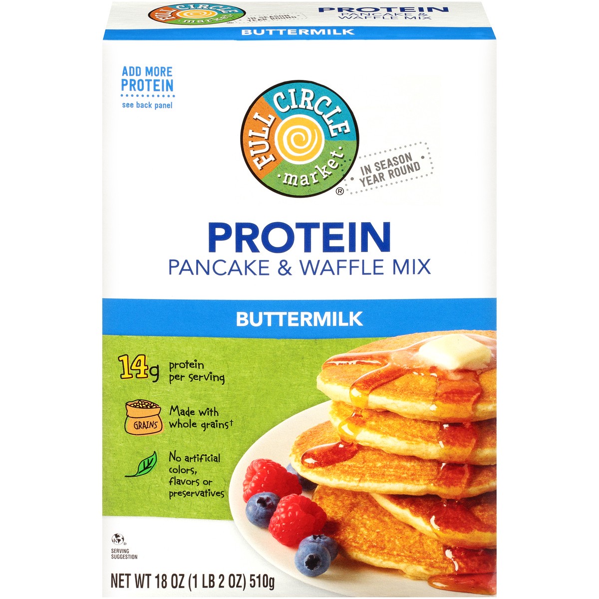 slide 1 of 9, Full Circle Market Buttermilk Protein Pancake & Waffle Mix, 18 oz