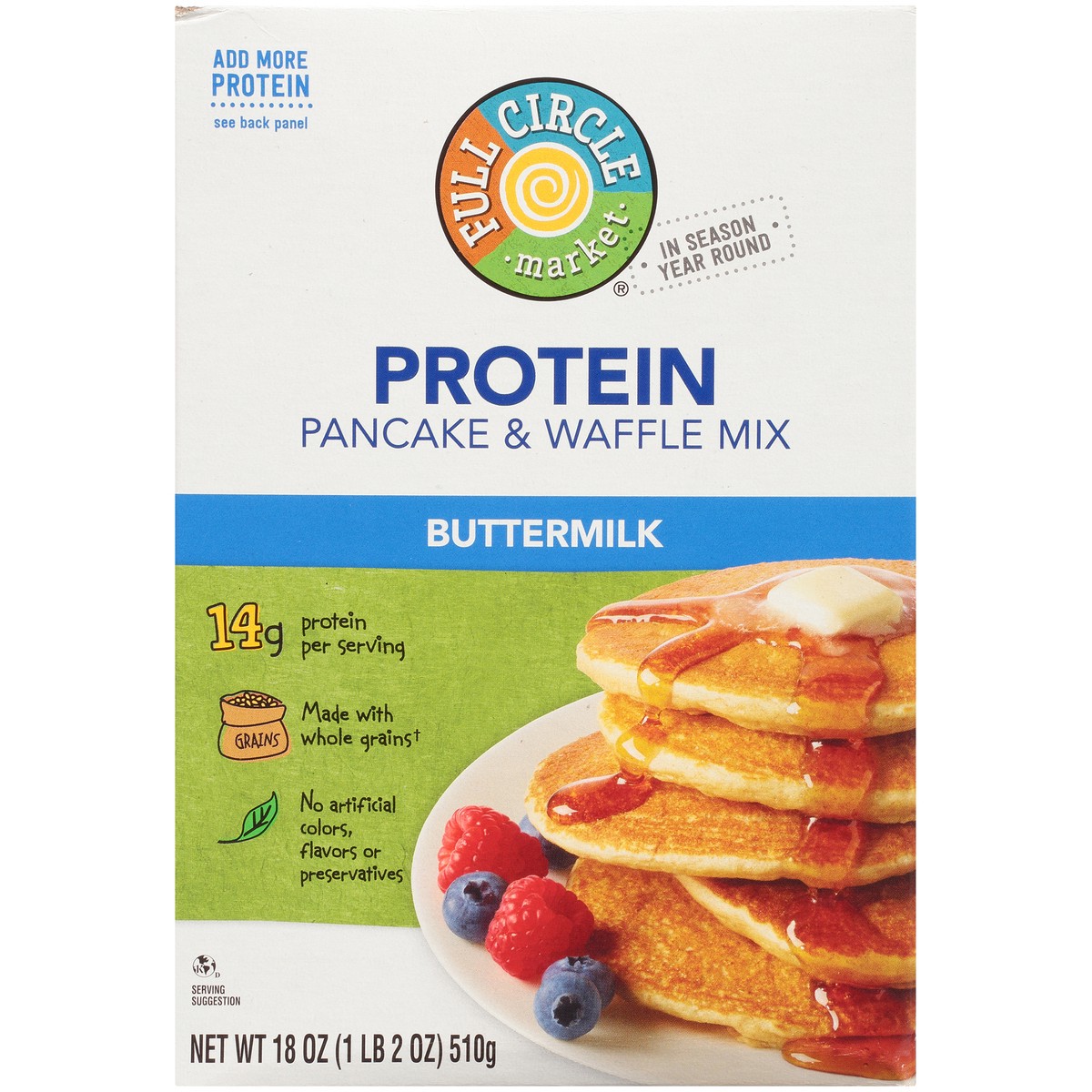 slide 3 of 9, Full Circle Market Buttermilk Protein Pancake & Waffle Mix, 18 oz