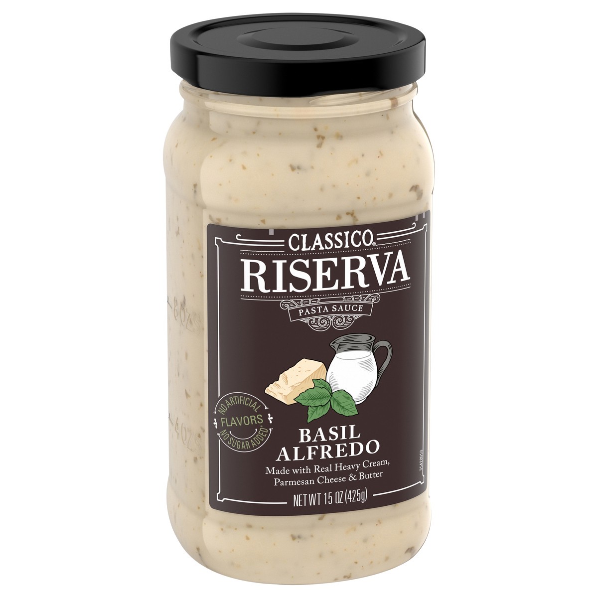 slide 2 of 10, Classico Riserva Basil Alfredo Pasta Sauce, 15 oz Jar, 15 oz