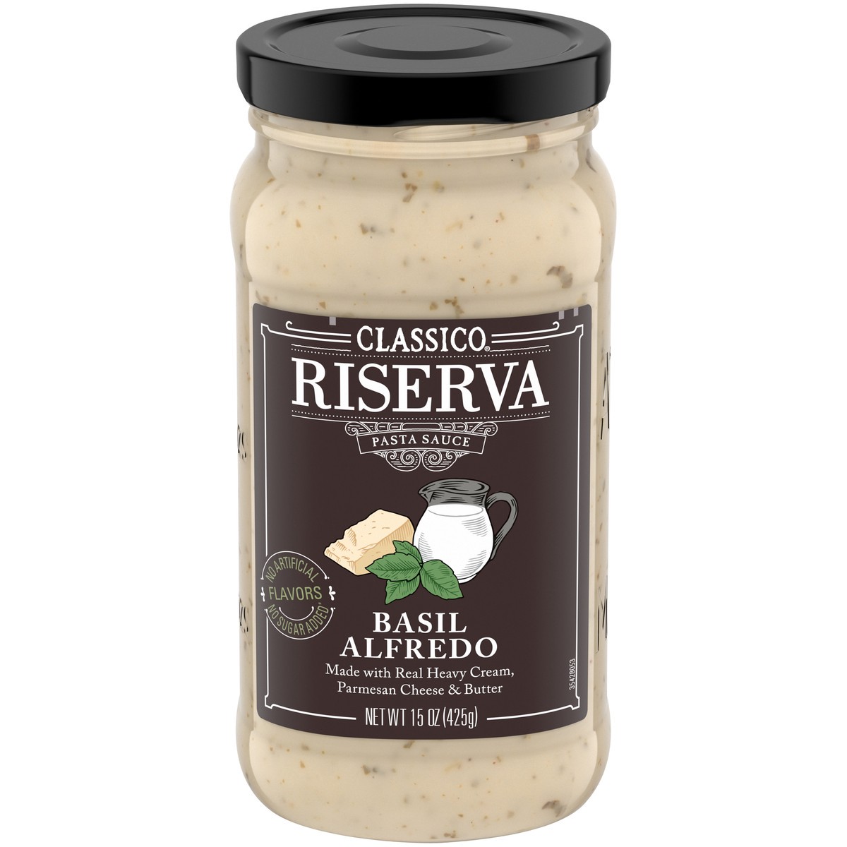 slide 1 of 10, Classico Riserva Basil Alfredo Pasta Sauce, 15 oz Jar, 15 oz