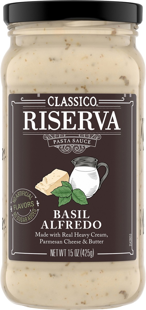 slide 9 of 10, Classico Riserva Basil Alfredo Pasta Sauce, 15 oz Jar, 15 oz