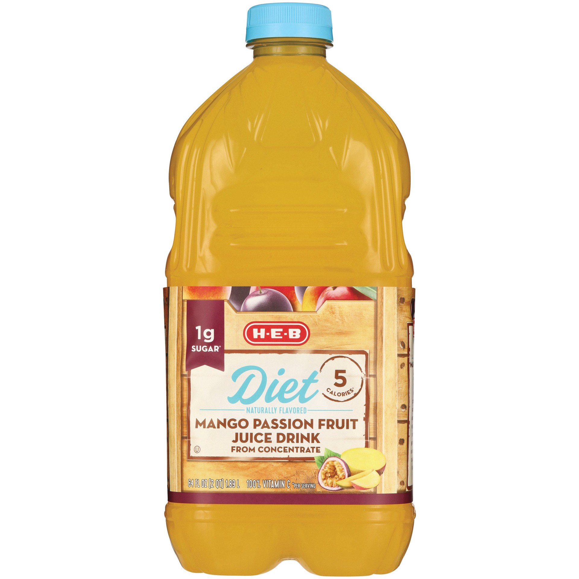 slide 1 of 1, H-E-B Diet Mango Passion Fruit Juice, 64 oz