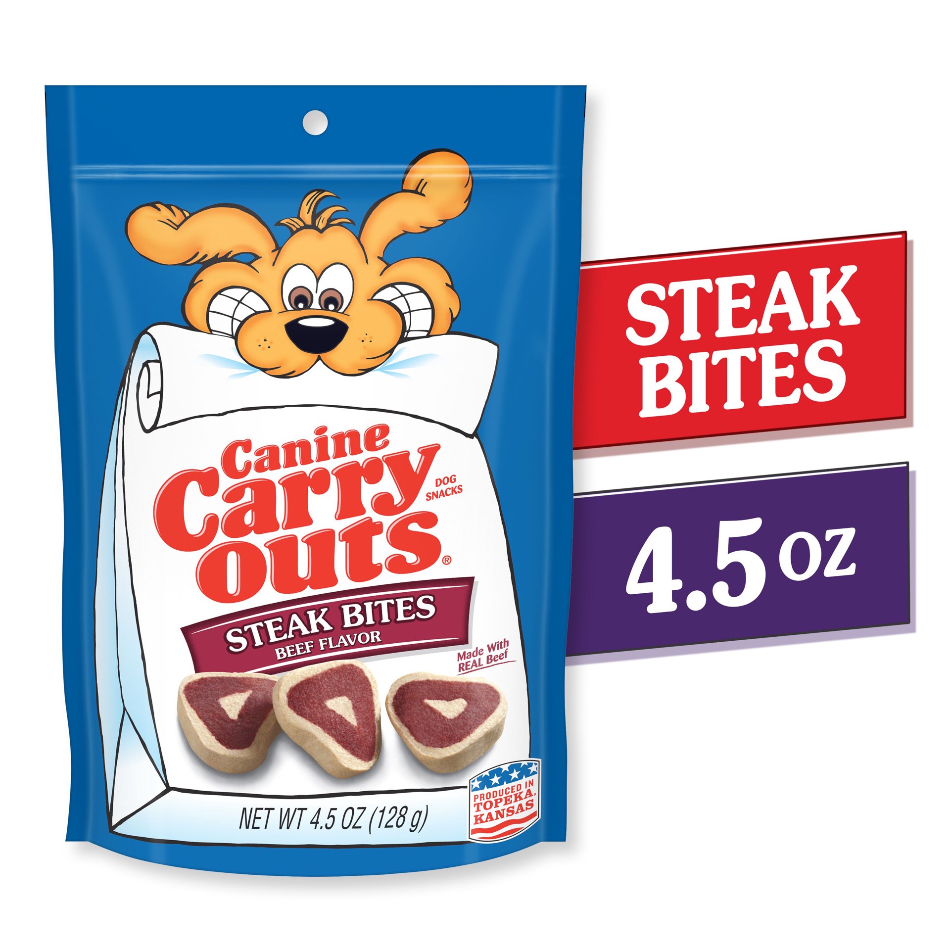slide 6 of 6, Canine Carry Outs Steak Bites Beef Flavor Dog Treats, 4.5oz Bag, 4.5 oz