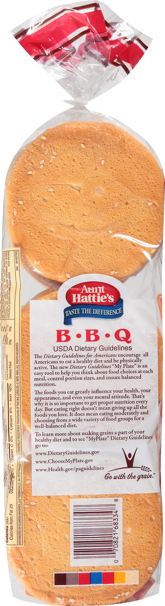 slide 10 of 11, Aunt Hattie's Big BBQ Buns, Sesame Seed Hamburger Buns, BBQ Bread, 6 Count, 6 ct