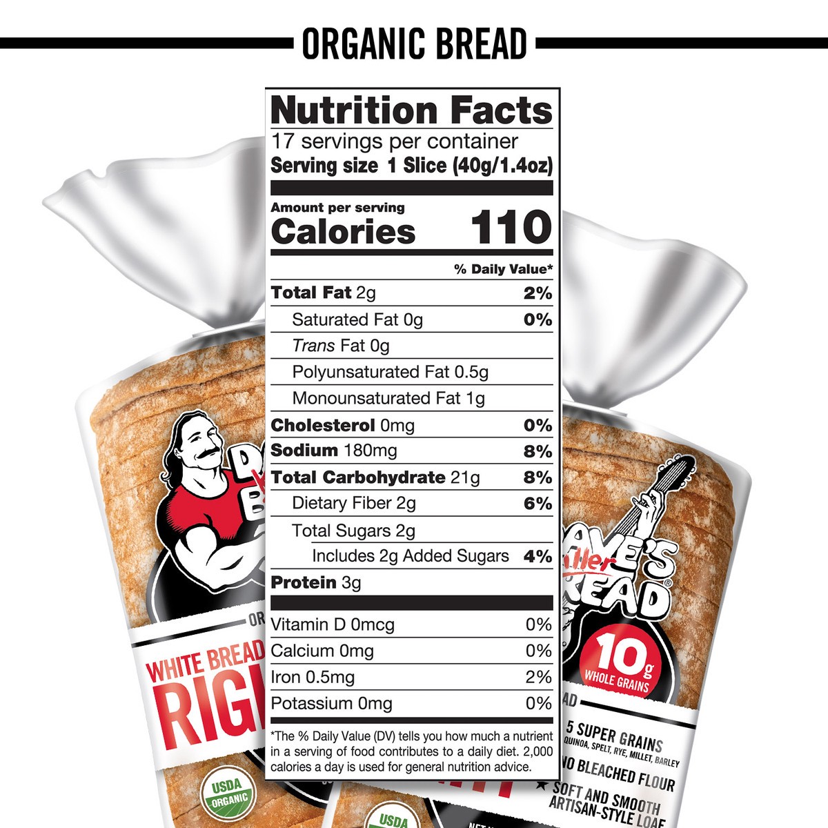 slide 8 of 15, Dave's Killer Bread Bread, White, Organic, 24 oz