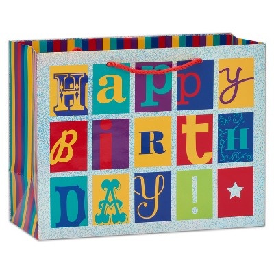 slide 1 of 1, Papyrus Graphic Happy Birthday Large Gift Bag, 1 ct