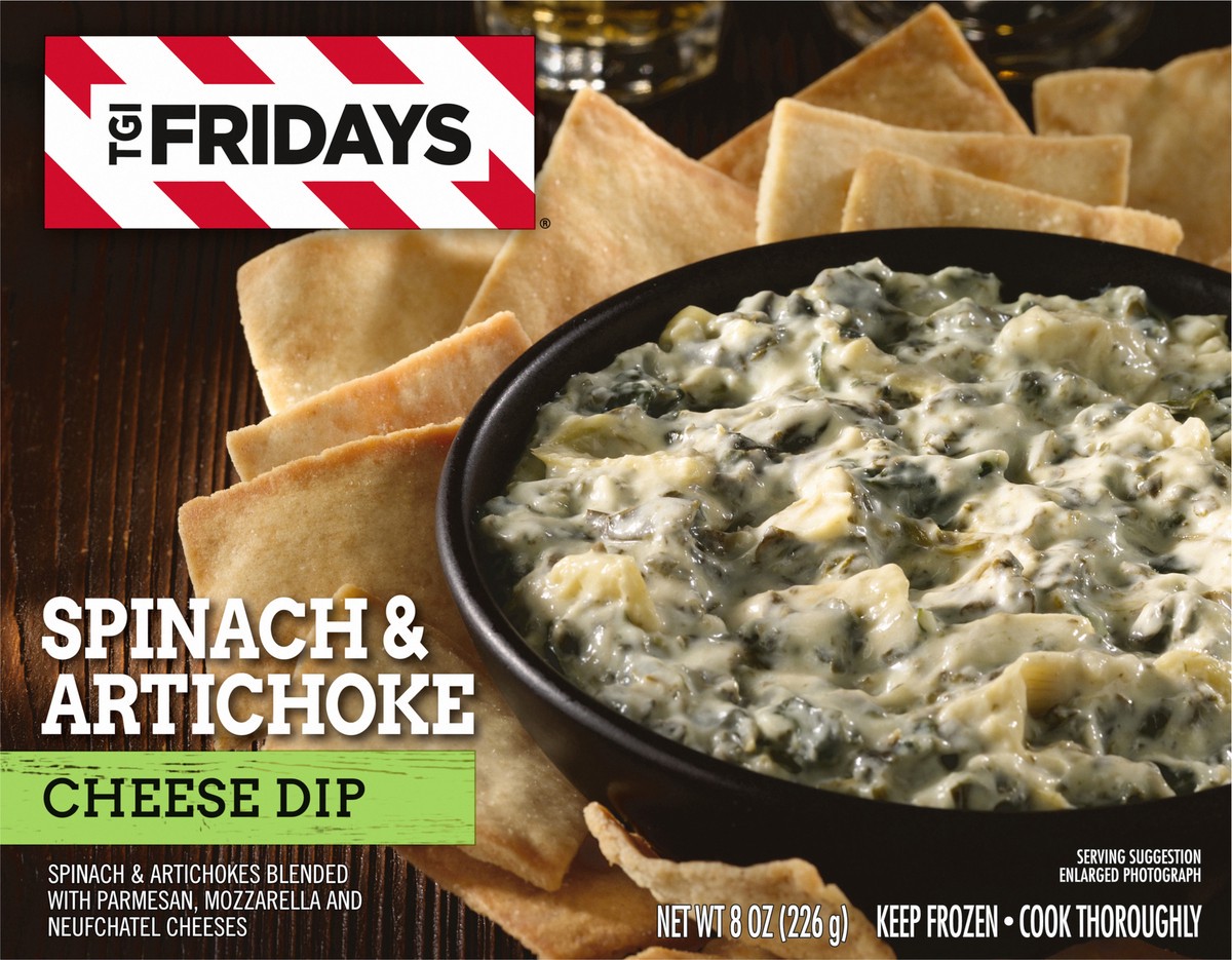slide 9 of 14, T.G.I. Fridays TGI Fridays Spinach & Artichoke Cheese Dip Frozen Snack, 8 oz Box, 8 oz