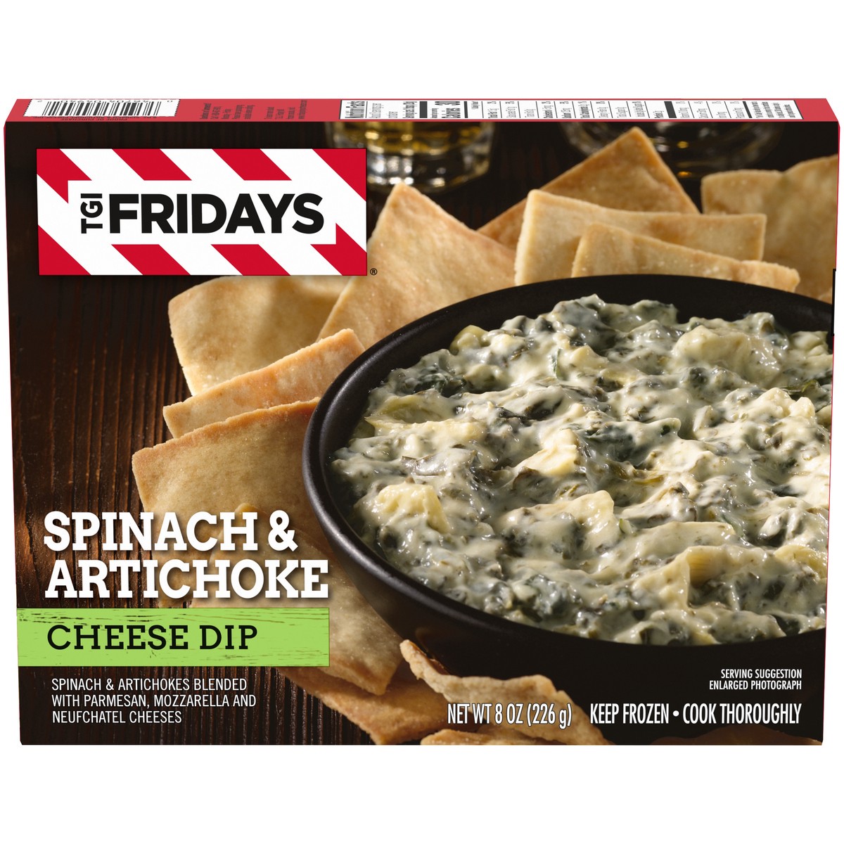 slide 1 of 14, T.G.I. Fridays TGI Fridays Spinach & Artichoke Cheese Dip Frozen Snack, 8 oz Box, 8 oz