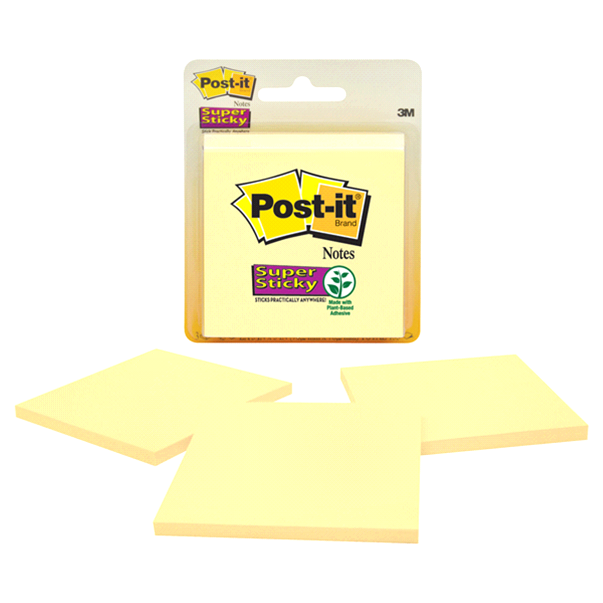 slide 1 of 2, Post-It Super Sticky Notes - Yellow, 3 ct