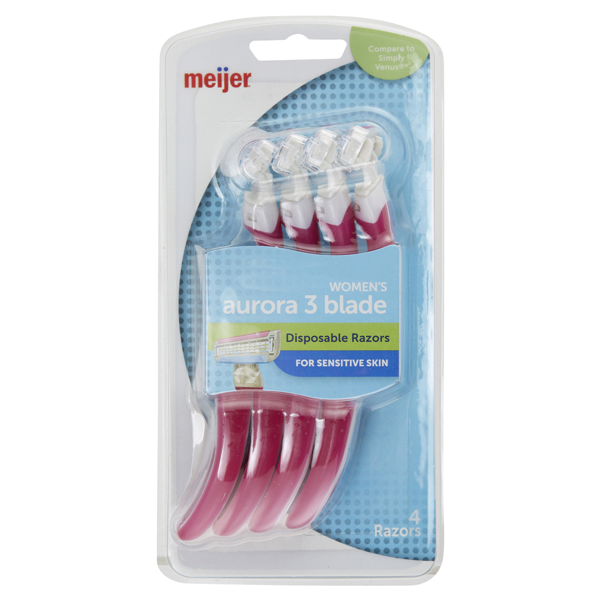 slide 1 of 2, Meijer Aurora 3 Triple Blade Women's Disposable Razor, 4 ct