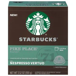 Starbucks by Nespresso Coffee Pods for Nespresso Vertuo Line Machines Pike Place Medium Roast