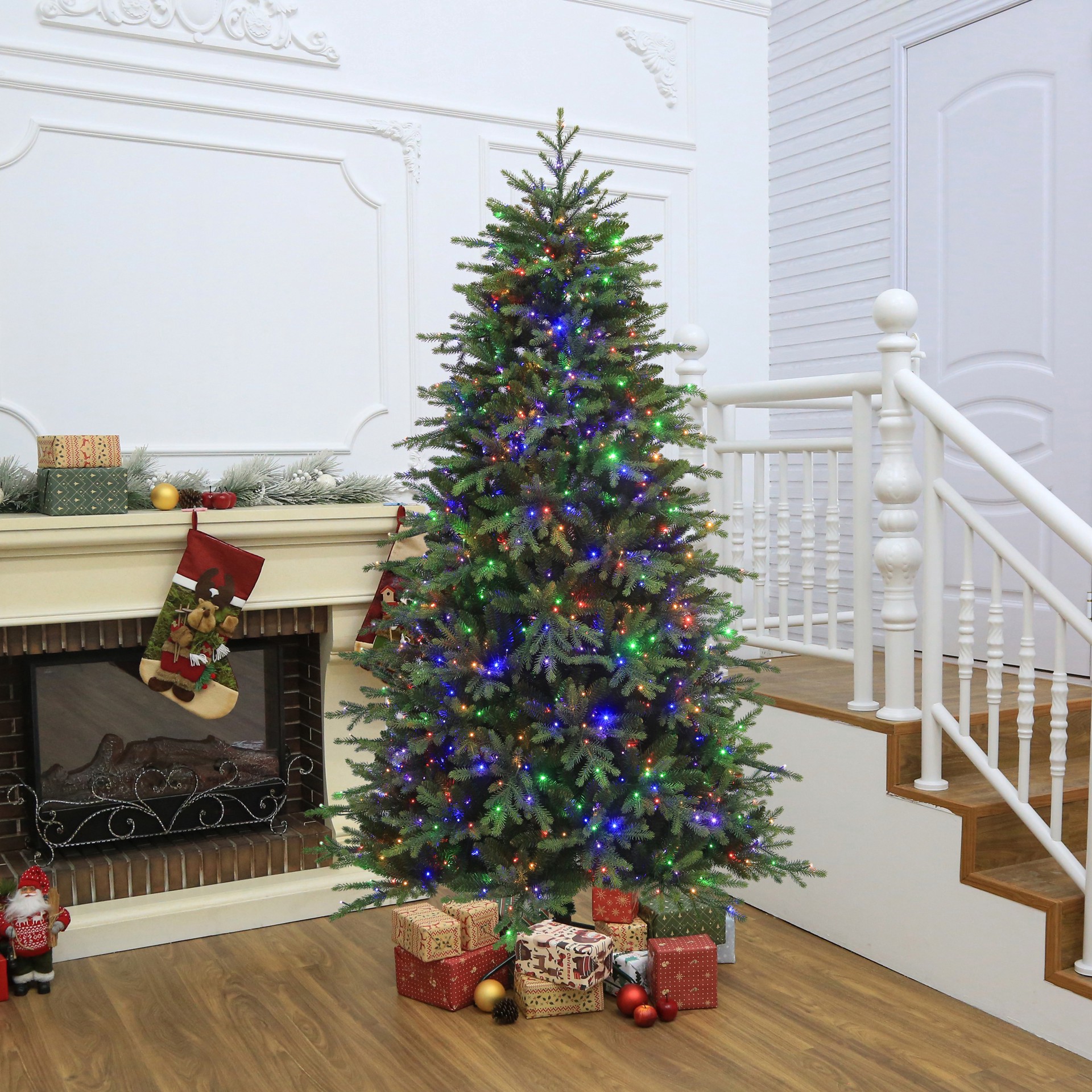 slide 6 of 7, 7.5ft. Pre-Lit Charlotte Spruce Realistic Artificial Christmas Tree, Color Changing Mini Led Lights By Ashland, 7.5 ft