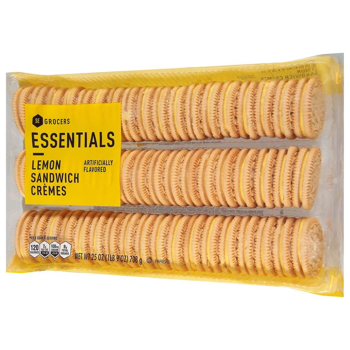 slide 3 of 9, Essentials Lemon Sandwich Cremes, 25 oz