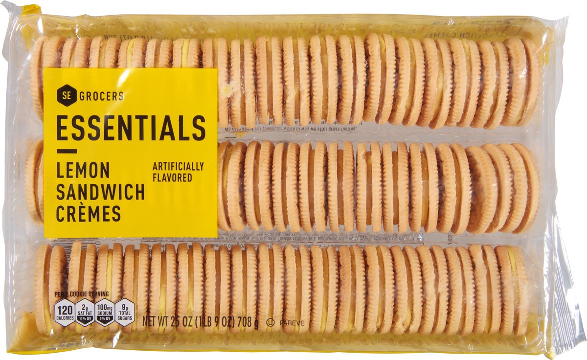 slide 9 of 9, Essentials Lemon Sandwich Cremes, 25 oz