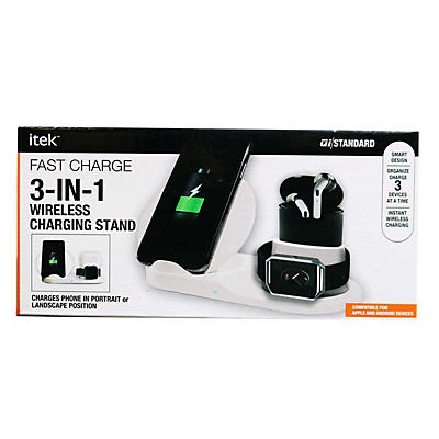 slide 1 of 1, itek 3-in-1 Wireless Charging Stand, 1 ct