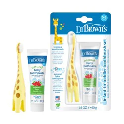 Dr. Brown's Infant-to-Toddler Toothbrush, Giraffe & Strawberry Toothpaste Set