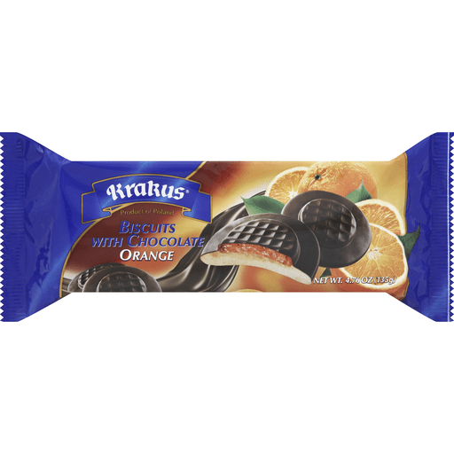 slide 1 of 1, Krakus Soft Biscuit, Topped With Chocolate, Orange Fillin, 4.76 oz