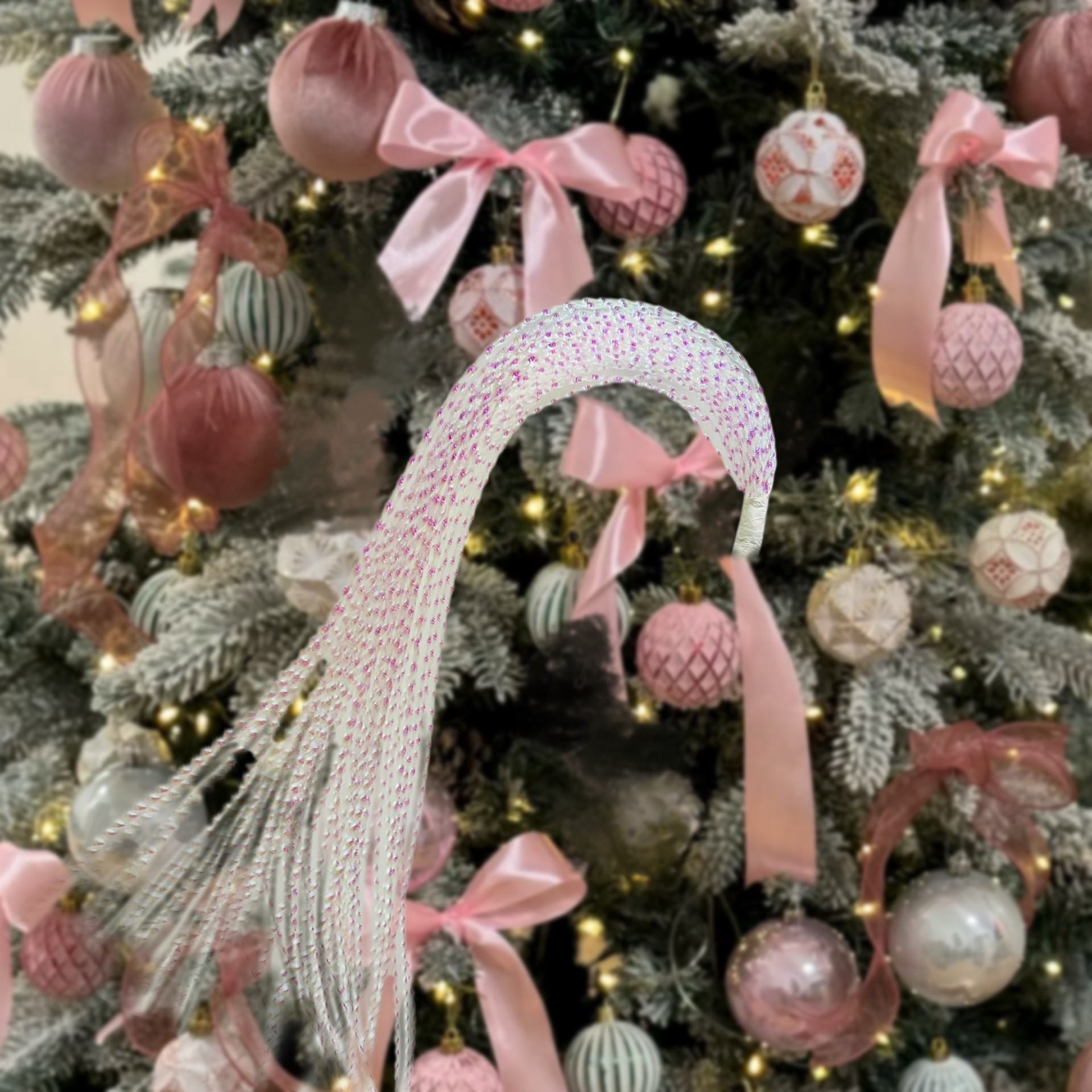 slide 3 of 3, 47" Hanging Iridescent Glitter Filler Stem By Ashland, 47 in