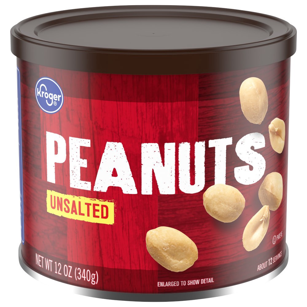 slide 3 of 3, Kroger Unsalted Peanuts, 12 oz