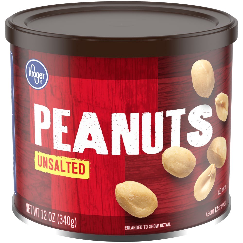 slide 1 of 3, Kroger Unsalted Peanuts, 12 oz