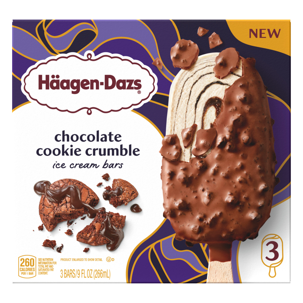 slide 1 of 1, Häagen-Dazs Chocolate Cookie Crumble Ice Cream Bars, 3 Count, 3 ct