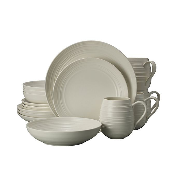 slide 1 of 1, Mikasa Swirl Coupe Dinnerware Set - White, 16 ct