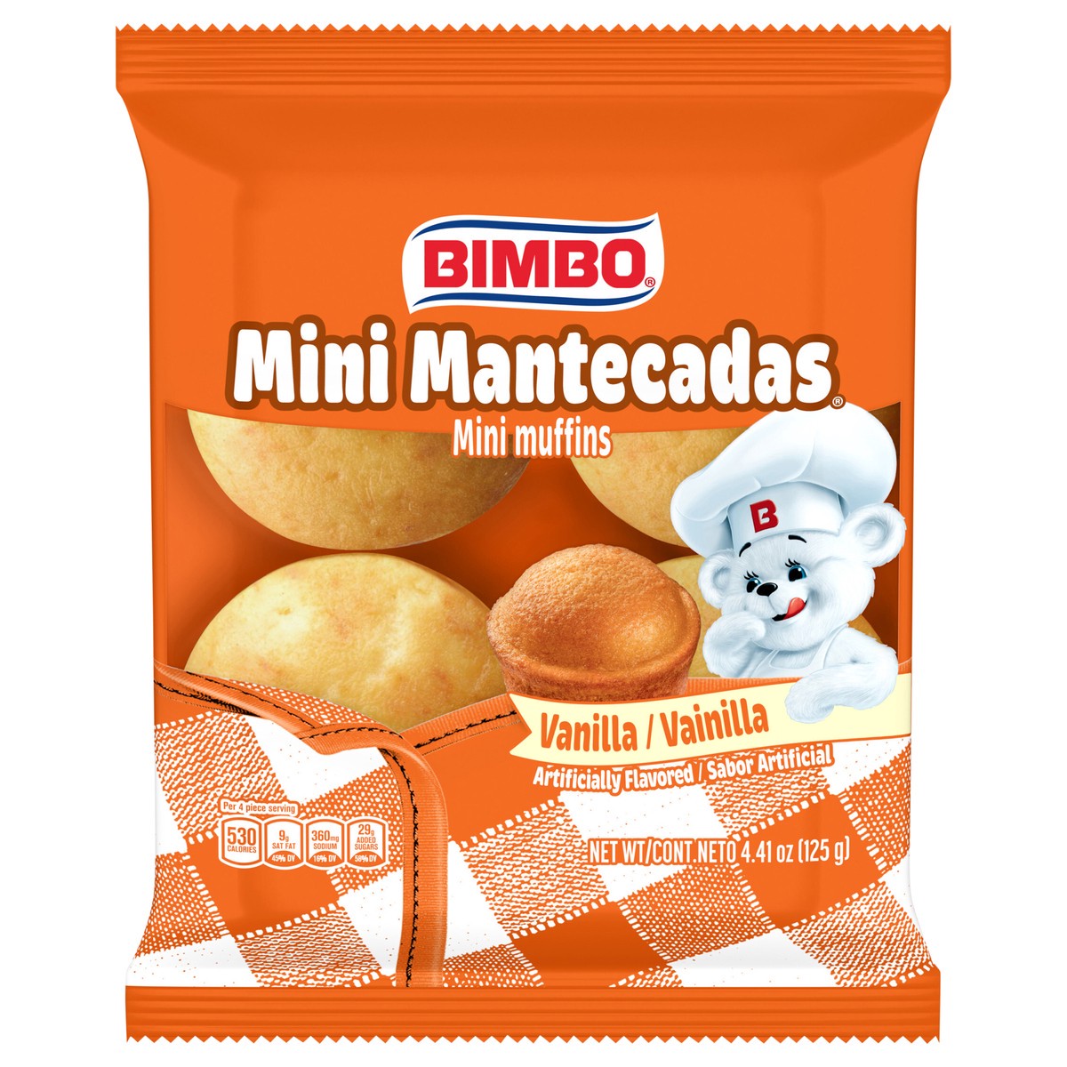 slide 1 of 9, Bimbo Mini Mantecadas Vanilla Muffins, 4 count, Mini Muffins, 4.41 oz Bag, 4.41 oz