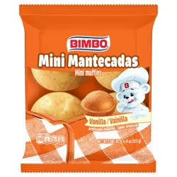 Bimbo Mini Mantecadas Vanilla Muffins, 4 count, Mini Muffins, 4.41 oz Bag