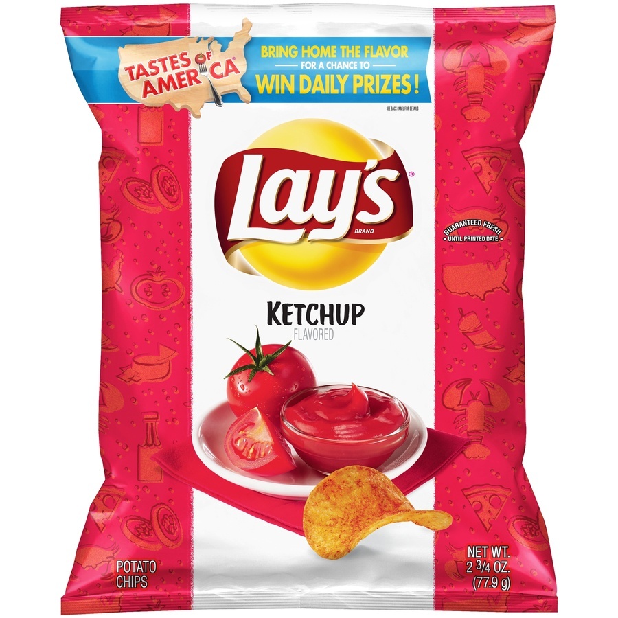 slide 1 of 3, Lay's Taste of America Ketchup Potato Chips, 2.75 oz