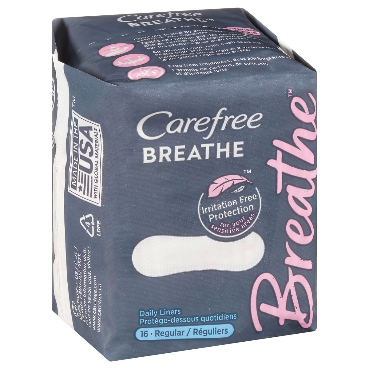 slide 2 of 9, Carefree Breathe Panty Liners, Individually Wrapped, 16 Count, 16 ct