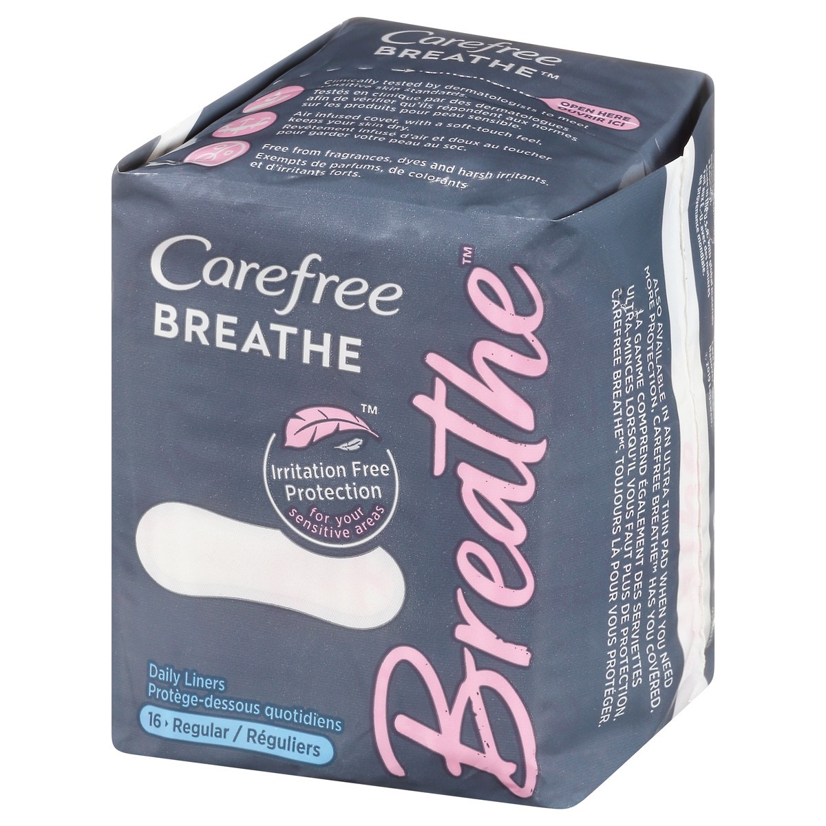 slide 3 of 9, Carefree Breathe Panty Liners, Individually Wrapped, 16 Count, 16 ct