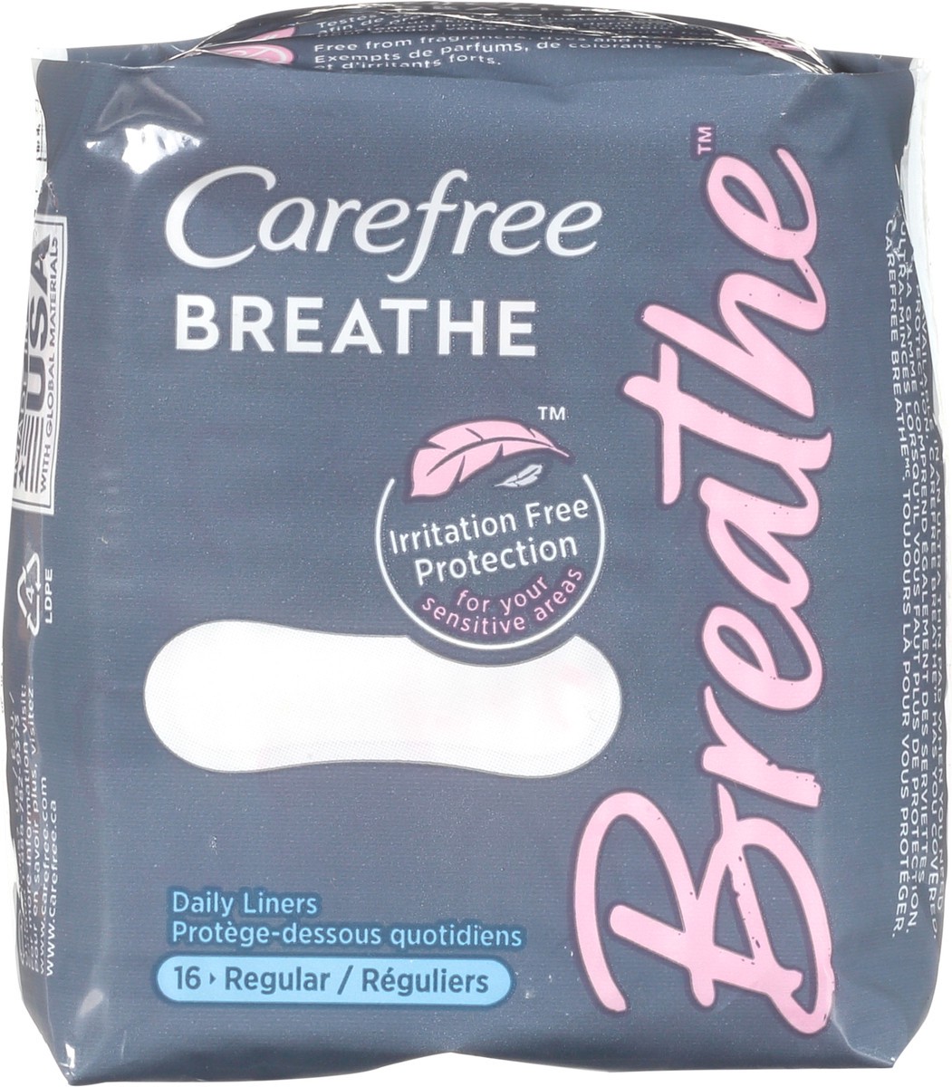 slide 6 of 9, Carefree Breathe Panty Liners, Individually Wrapped, 16 Count, 16 ct