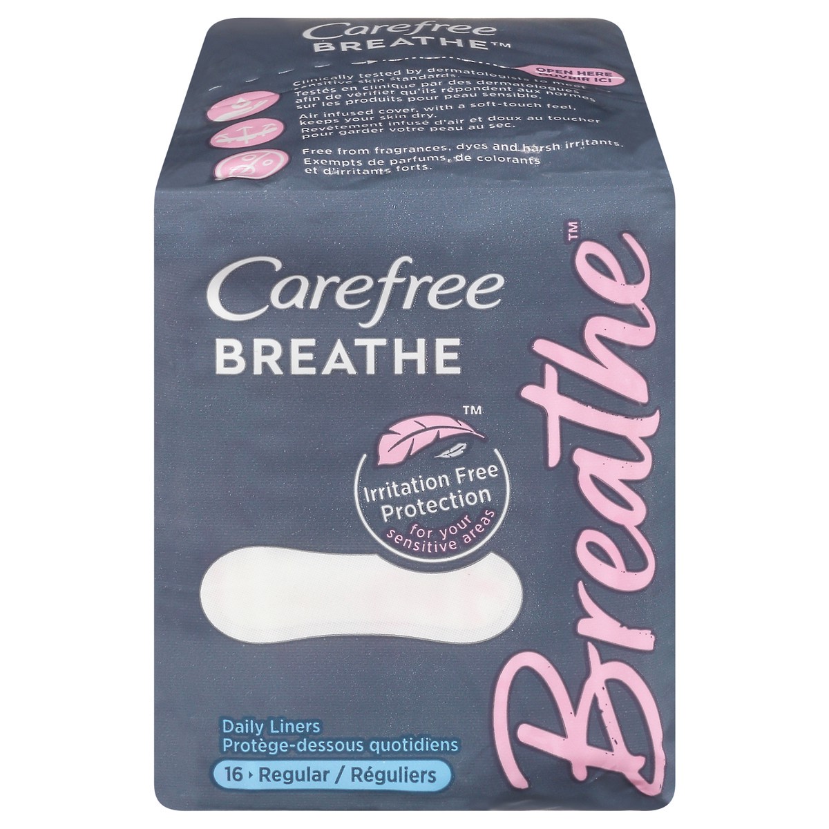 slide 1 of 9, Carefree Breathe Panty Liners, Individually Wrapped, 16 Count, 16 ct