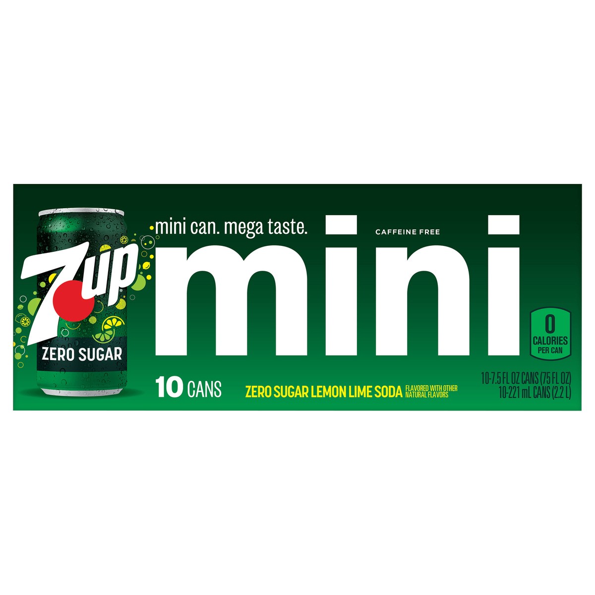 slide 1 of 7, 7UP Zero Sugar Lemon Lime Soda, 7.5 fl oz cans, 10 pack, 10 ct