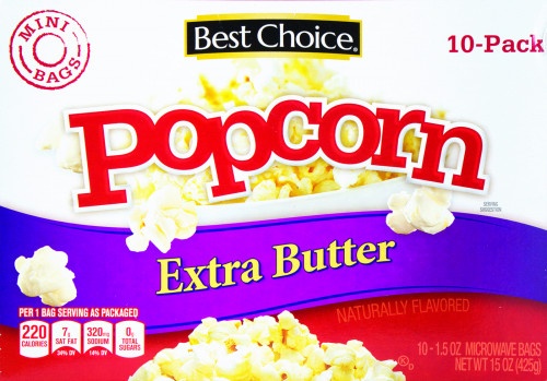 slide 1 of 1, Best Choice Snack Size Microwave Popcorn Extra Butter, 10 ct