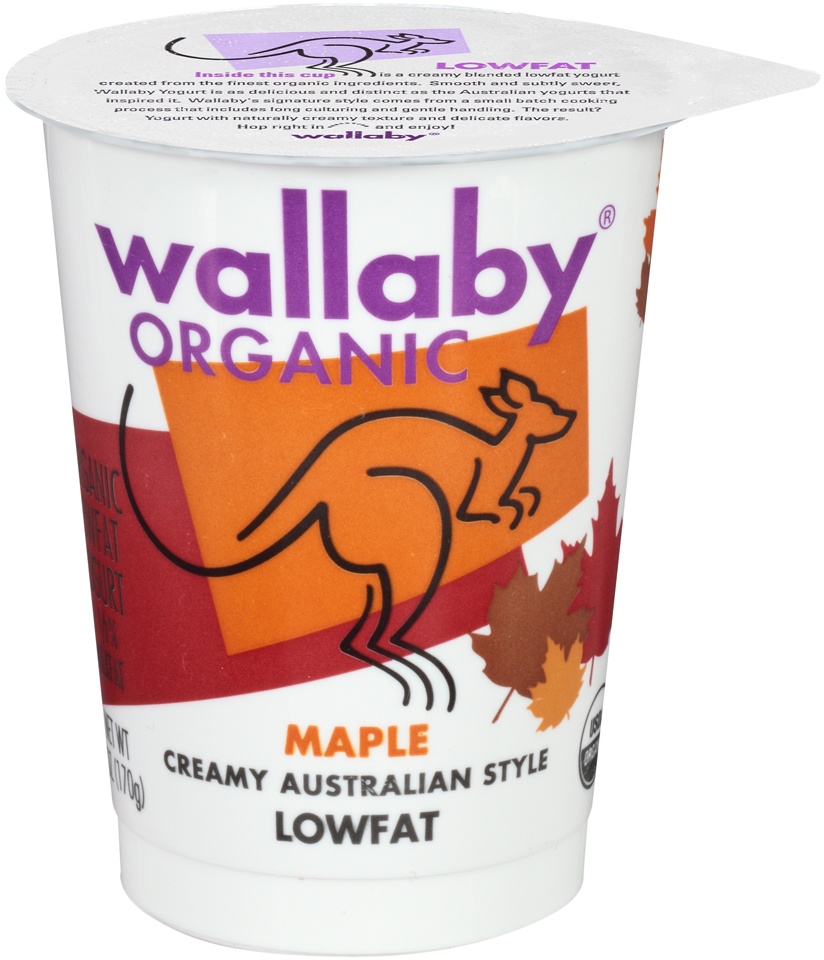 slide 1 of 3, Wallaby Organic Low Fat Maple Yogurt, 6 oz