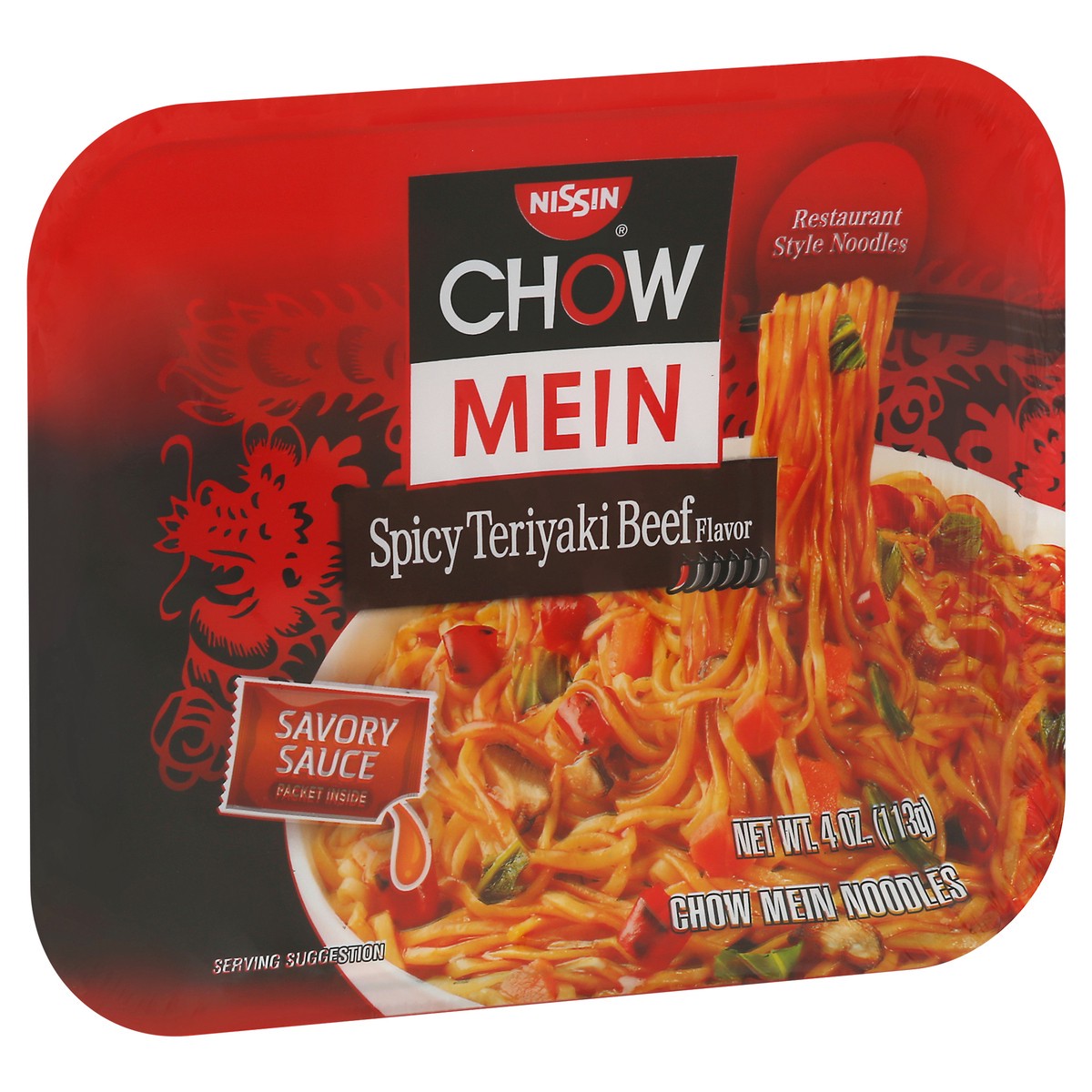 slide 9 of 9, Nissin Spicy Teriyaki Beef Flavor Chow Mein Noodles 4 oz, 4 oz