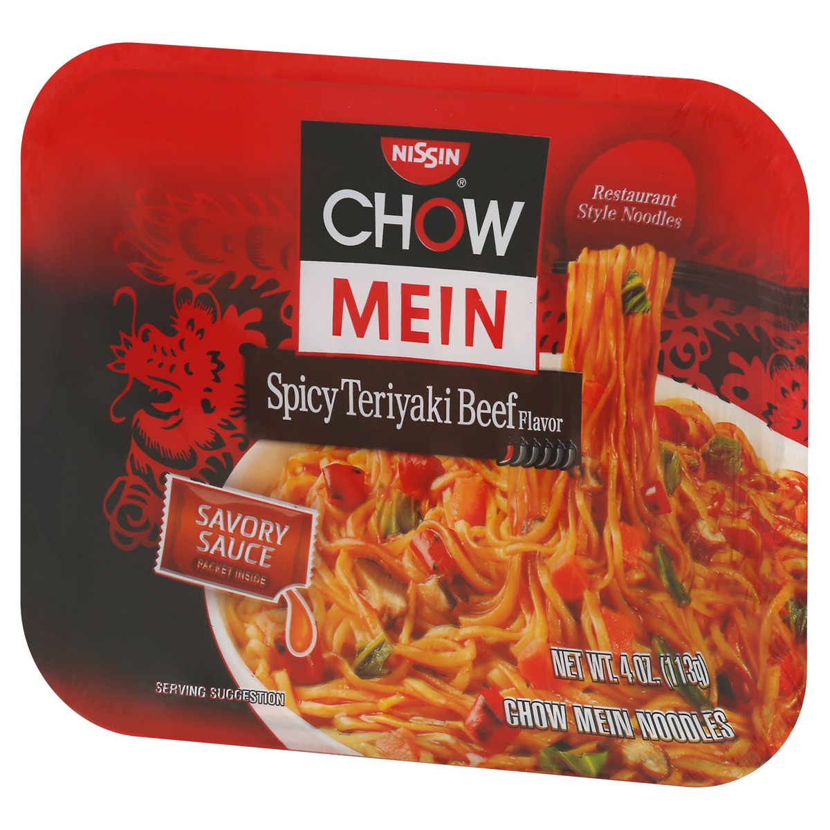 slide 2 of 9, Nissin Spicy Teriyaki Beef Flavor Chow Mein Noodles 4 oz, 4 oz