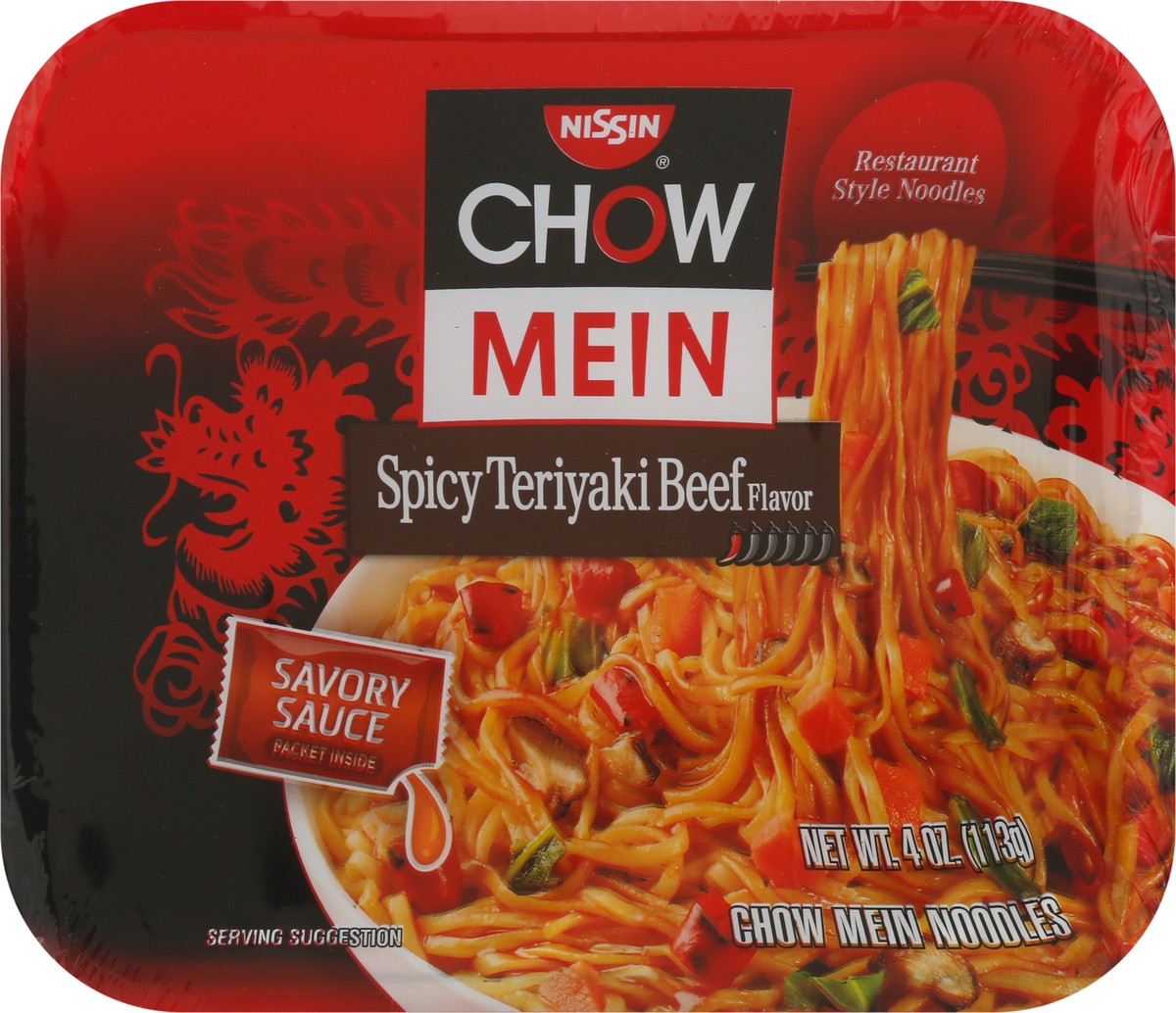 slide 5 of 9, Nissin Spicy Teriyaki Beef Flavor Chow Mein Noodles 4 oz, 4 oz