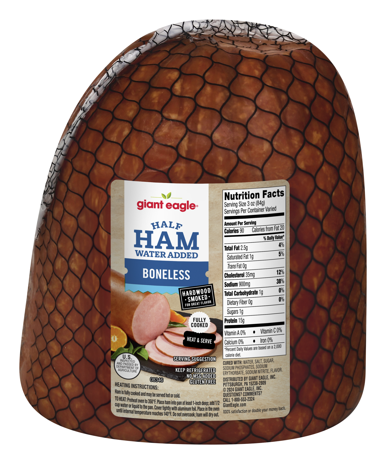 slide 1 of 1, Giant Eagle Half Ham, Boneless, per lb