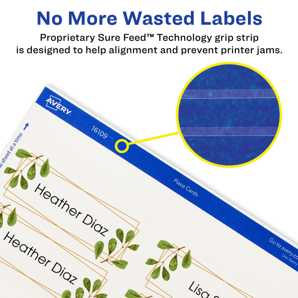 slide 3 of 7, Avery Textured Inkjet/Laser Place Cards, White, 150 ct