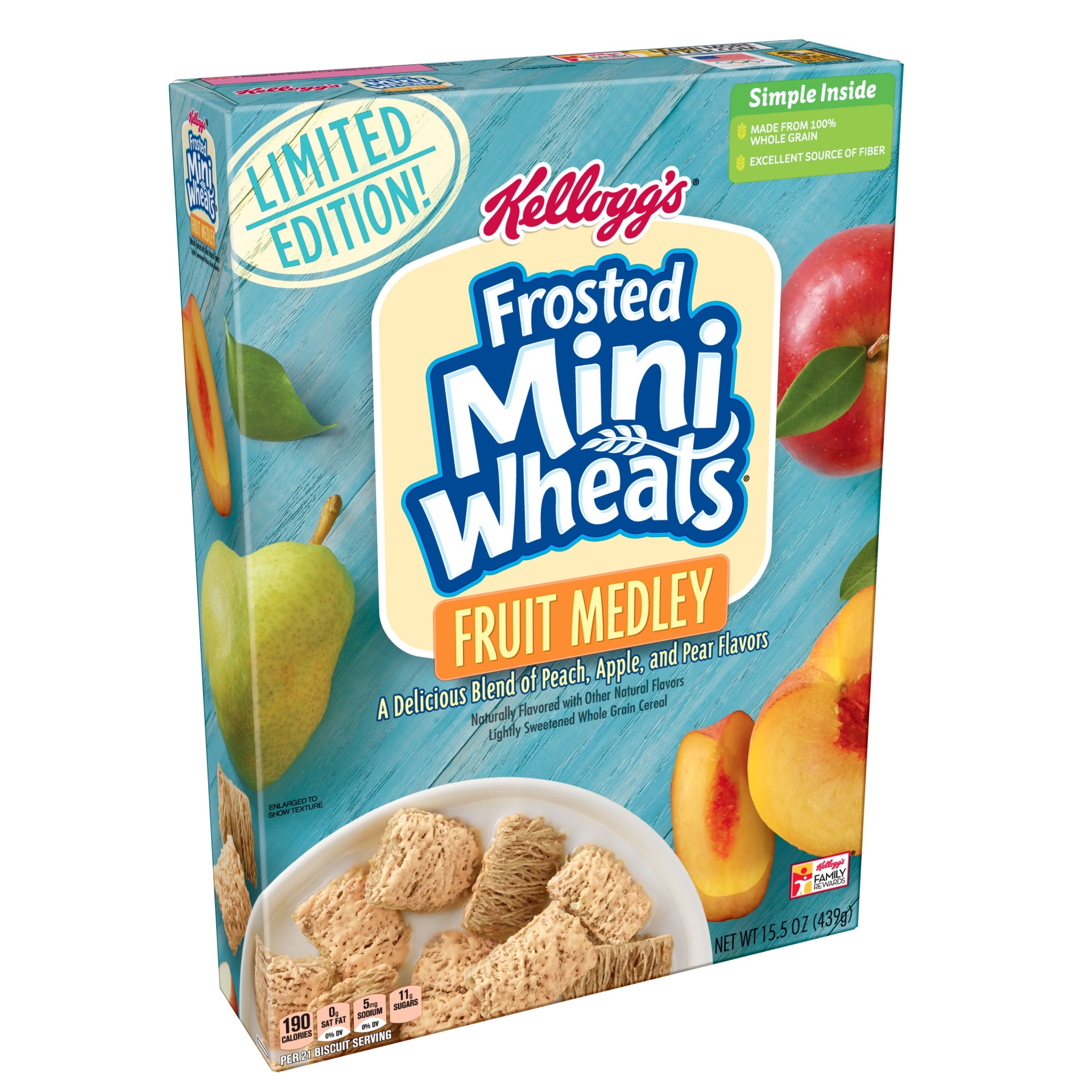 slide 1 of 7, Mini-Wheats Breakfast Cereal Fruit Medley Limited Edition, 15.5 oz