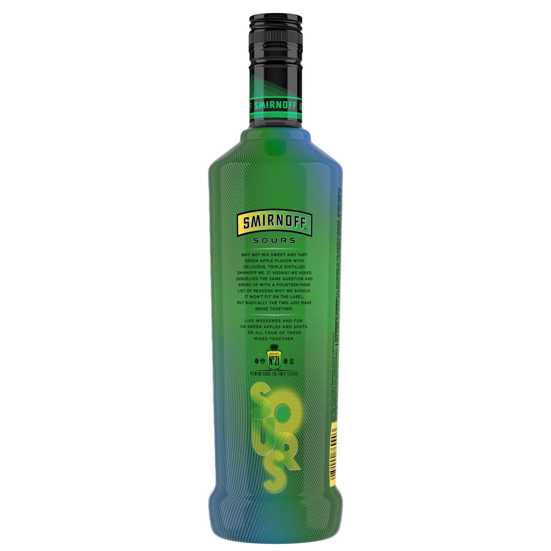 slide 4 of 4, Smirnoff Sours Green Apple Vodka, 750 ml