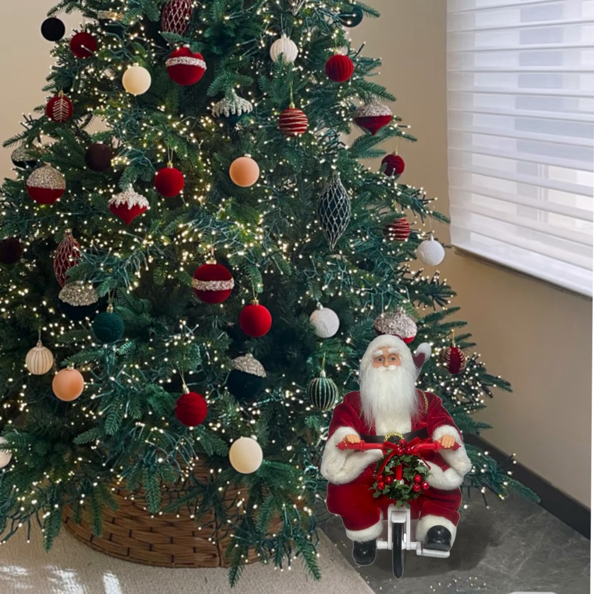 slide 3 of 3, 14" Santa Riding Bicycle By Ashland, 14 in