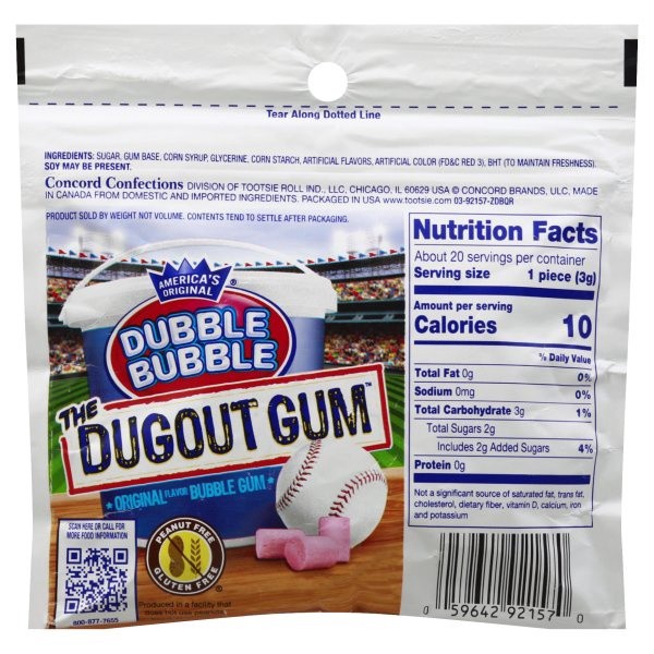 slide 1 of 1, Dubble Bubble Bubble Gum The Dugout Gum - Each, 2.25 oz