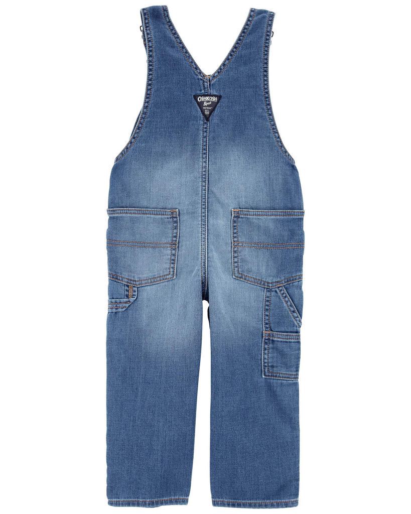 slide 3 of 4, Oshkosh Toddler Knit-Like Denim Overalls Medium Wash 2T, 2T